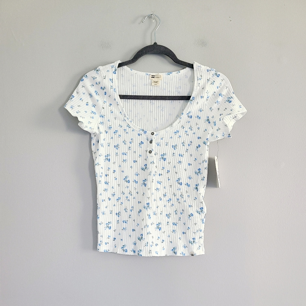 BillABong White Floral Top Size L
